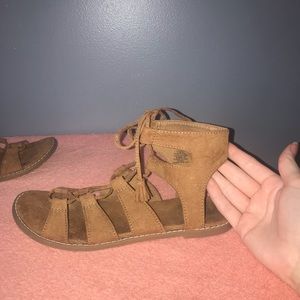 Brown lace up sandals